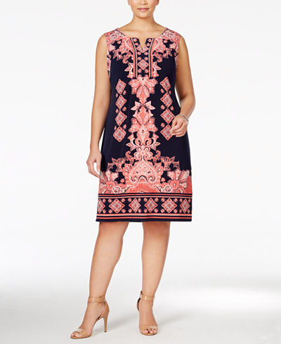 jm plus sheath printed dress macy dresses