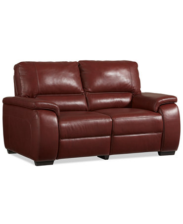 Marchella Leather Dual Power Reclining Loveseat - Furniture - Macy&#39;s