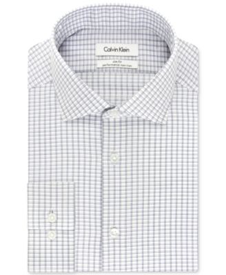 Calvin Klein STEEL Slim-Fit Non-Iron Performance Blue Check Dress Shirt