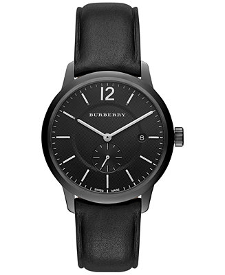 Burberry Men's Swiss Black Leather Strap Watch BU10003