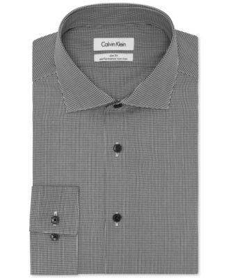 Calvin Klein STEEL Slim-Fit Non-Iron Performance Black Check Dress Shirt