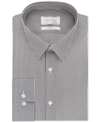 Calvin Klein Platinum Slim-Fit Granite Dobby Stripe Dress Shirt 