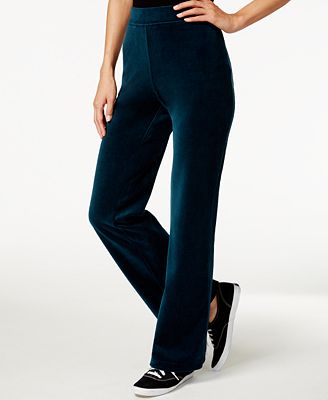 Style & Co. Petite Embellished-Pockets Velour Sweatpants, Only at Macy's - Pants & Capris