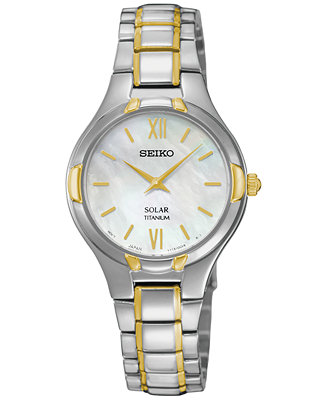 Seiko Women's Solar Two-Tone Titanium Bracelet Watch SUP292