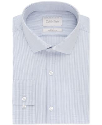 Calvin Klein Platinum Slim-Fit Empire Blue Check Dress Shirt