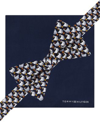 Tommy Hilfiger Goose To-Tie Bow Tie and Pocket Square Set