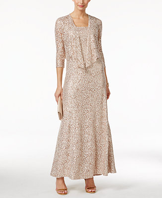 Alex Evenings Petite Embellished Lace Gown and Jacket - Dresses - Women - Macy&#39;s
