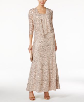 Alex Evenings Petite Embellished Lace Gown and Jacket - Dresses - Women - Macy&#39;s