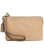 COACH EMBOSSED HORSE AND CARRIAGE SMALL L-ZIP WRISTLET IN LEATHER