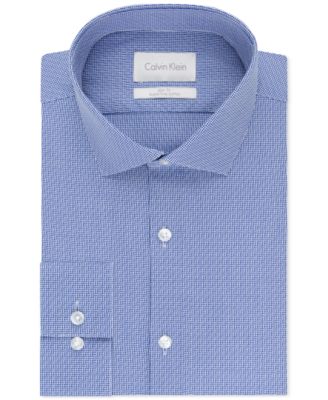 Calvin Klein Platinum Slim-Fit China Blue Micro Gingham Dress Shirt