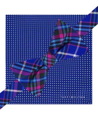 Tommy Hilfiger Plaid and Dot To-Tie Bow Tie and Pocket Square Set 