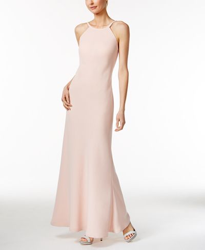 open back halter gown