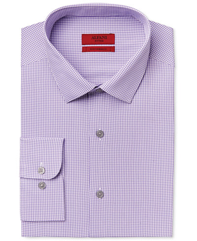 purple dress gingham mini fitted performance shirt macy alfani mens shirts