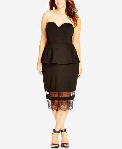 plus sweetheart strapless peplum dress chic