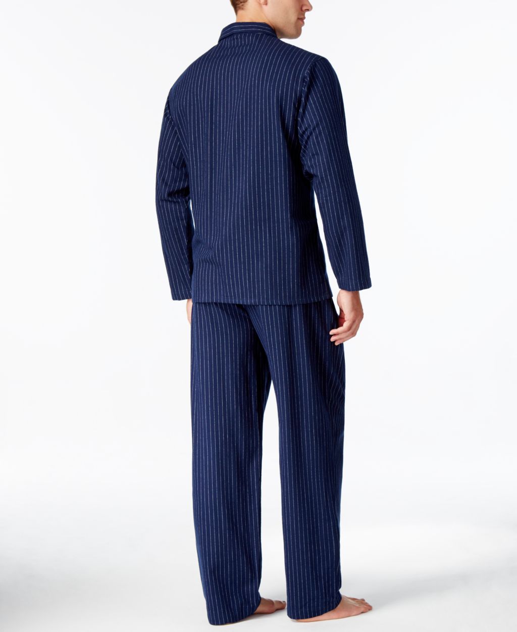 Club Room Spread Collar Men's Pinstriped Flannel Pajama Set, Only at Macy's