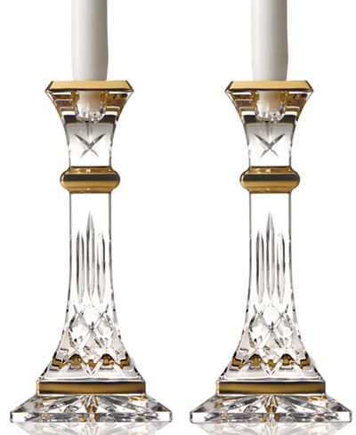 gifts waterford candlestick lismore pair gold