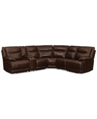 Joffrey Leather 6-Piece Sectional Sofa with 2 Power Recliners - Furniture - Macy&#39;s