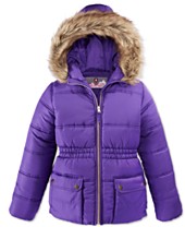 Protection System Girls' Puffer Coat with Faux Fur Trim
