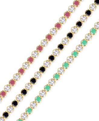 Victoria Townsend Precious Gemstone and White Topaz Tennis Bracelets in 18k Gold-Plated Sterling Silver