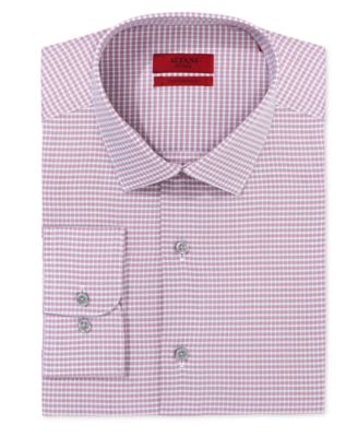 Alfani RED Fitted Performance Mini Magenta Check Dress Shirt, Only at Macy's 
