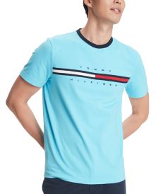 타미 힐피거 로고 티셔츠 타미 힐피거 Tommy Hilfiger Mens Logo-Print T-Shirt