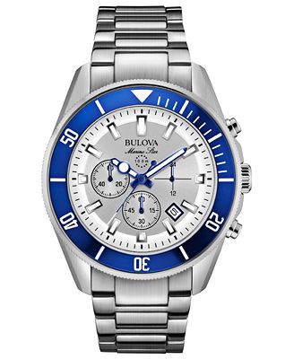bulova men's chronograph sport stainless steel bracelet watch 43mm