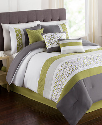 CLOSEOUT! Grove 7 Piece Queen Embroidered Comforter Set - Bed in a Bag - Bed & Bath - Macy&#39;s
