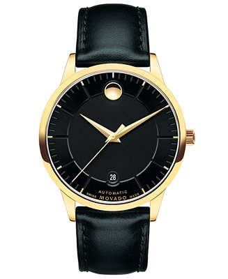 Movado Unisex Swiss 1881 Automatic Black Leather