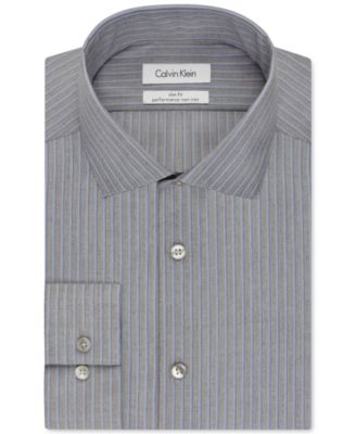 Calvin Klein STEEL Slim-Fit Non-Iron Performance Seagull Stripe Dress Shirt 
