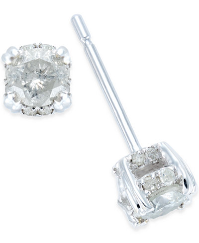 Diamond Pave Stud Earrings in 14k White Gold (1/2 ct. t.w.) - Earrings - Jewelry & Watches - Macy&#39;s
