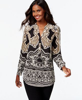 INC International Concepts Printed Tunic Top, Only at Macy&#39;s - Tops - Women - Macy&#39;s