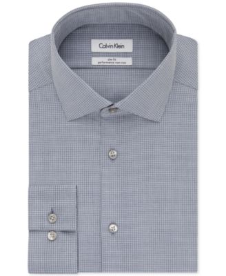 Calvin Klein STEEL Slim-Fit Non-Iron Performance Medium Blue Check Dress Shirt