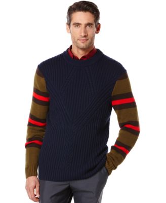 Perry Ellis Cable-Knit Stripe Sweater 