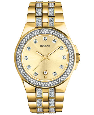 Bulova Men's Crystal Accent Gold-Tone Stainless Steel 