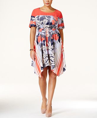 plus hem handkerchief empire printed ny dress sizes dresses