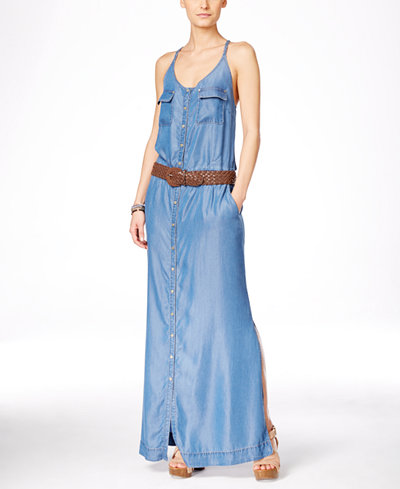 INC International Concepts Belted Chambray Maxi Dress, Only at Macy&#39;s - Dresses - Women - Macy&#39;s