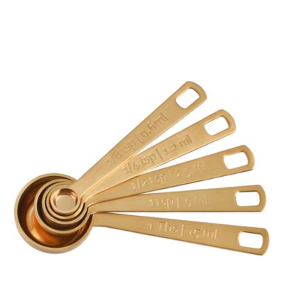Stainless Steel Gold Tone Measuring Spoons, Set of 5