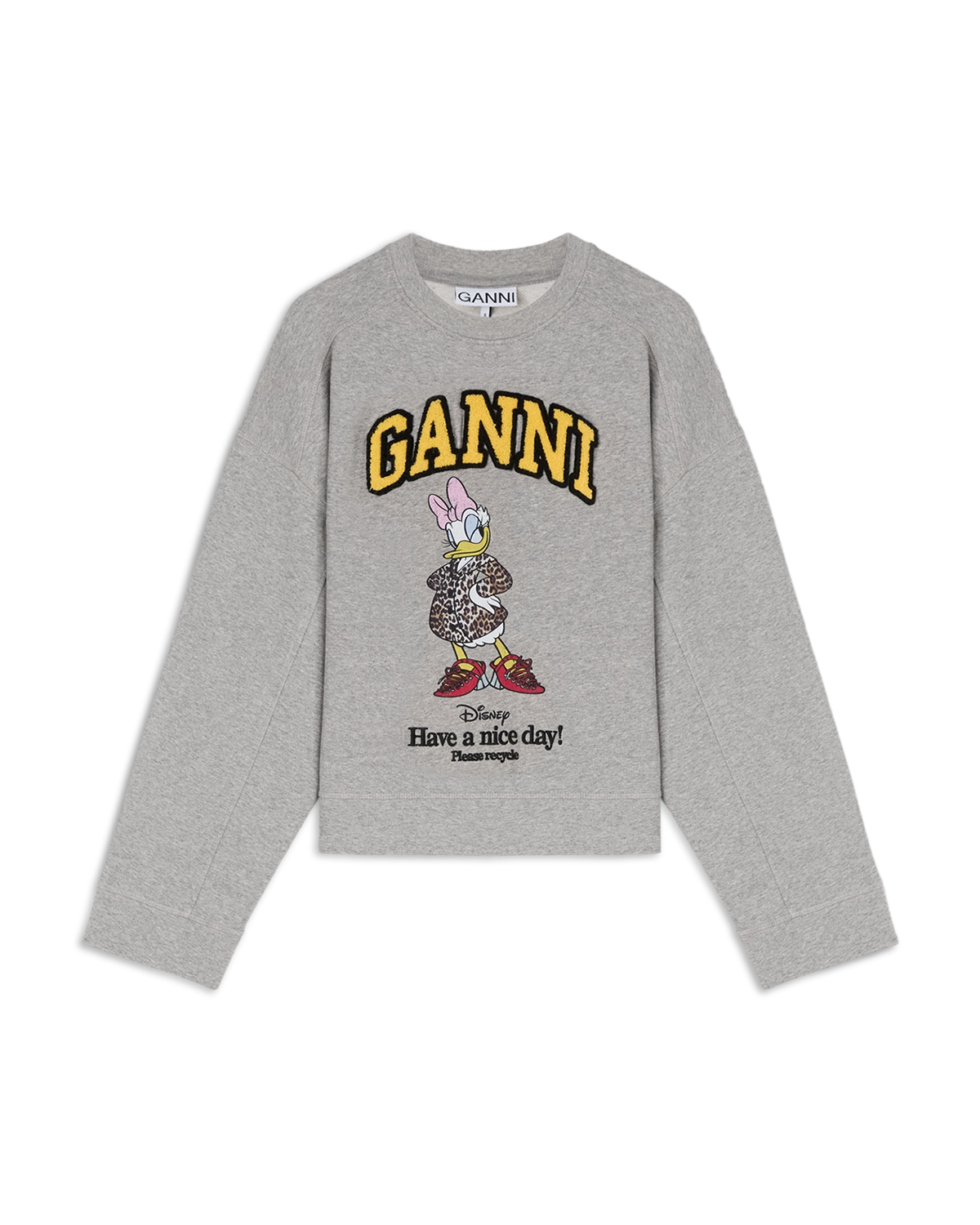 GANNI 크롭 데이지 덕 크루넥 스웨트셔츠
