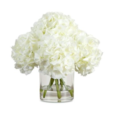 Wedding Collection 14" Artificial Hydrangea Arrangement in Glass Vase