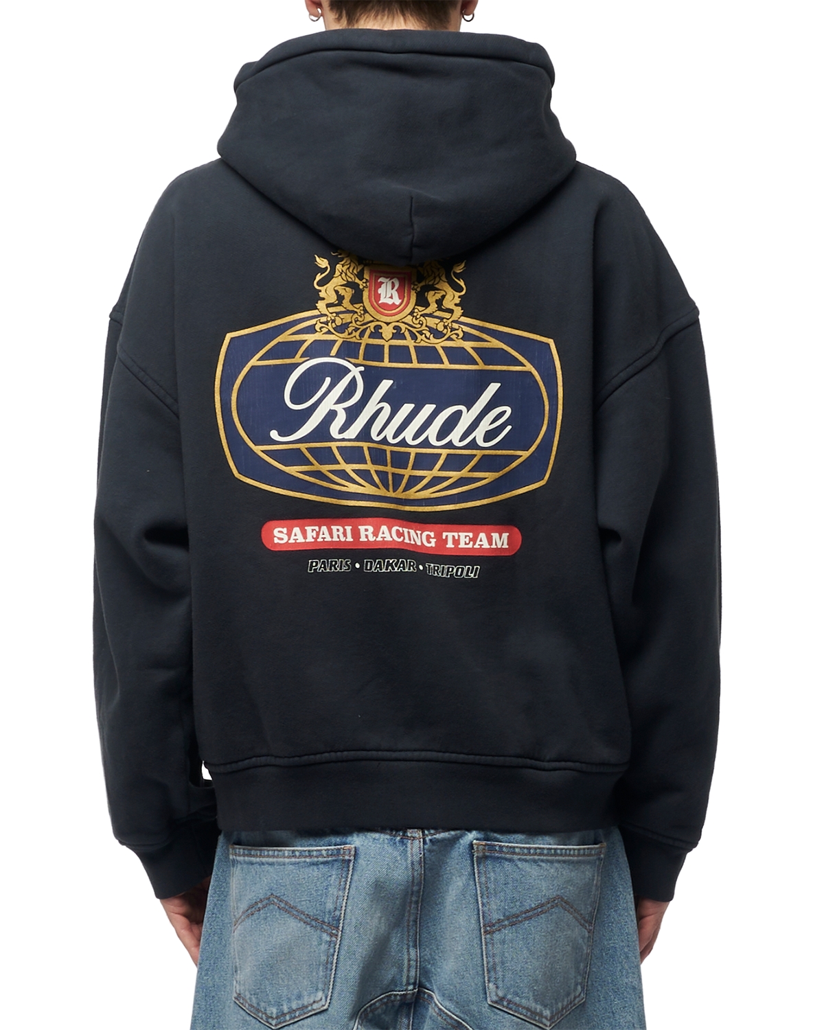 Rhude 사파리 로고 그래픽 집업 후드