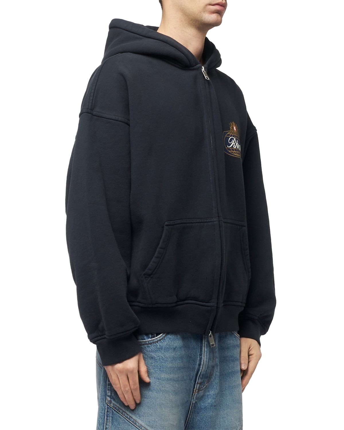 Rhude 사파리 로고 그래픽 집업 후드