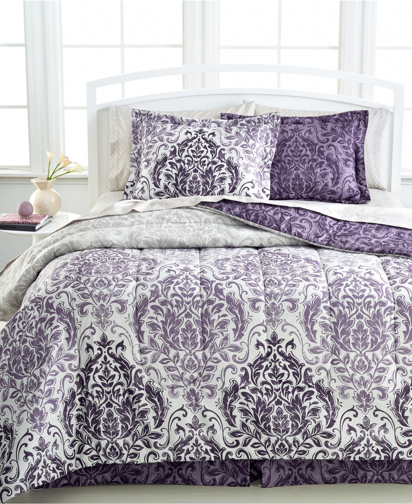 Closeout! carey 8 pc. reversible bedding ensembles bed in a bag ...