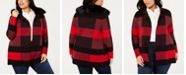 Belldini Plus Size Plaid Cardigan with Removable Faux-Fur Collar ...
