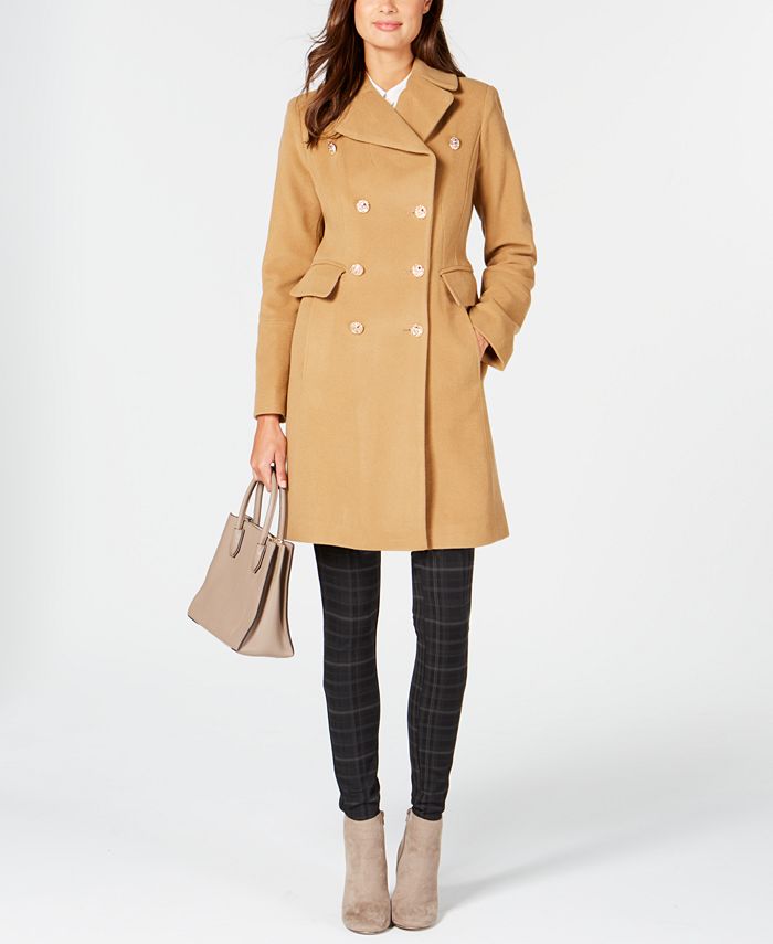 Anne Klein Double-Breasted Peacoat - Macy's