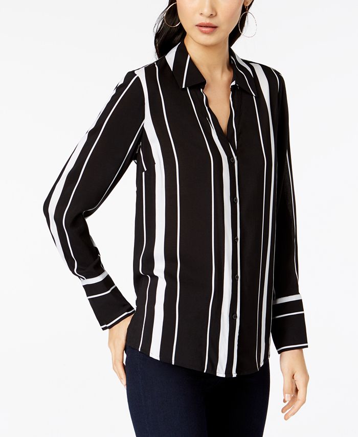 INC International Concepts I.N.C. Petite Stripe Button Top, Created for 