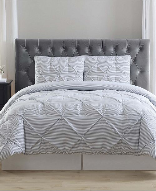 Truly Soft Everyday Stripe Pinch Pleat 2 Pc Twin XL Comforter Set