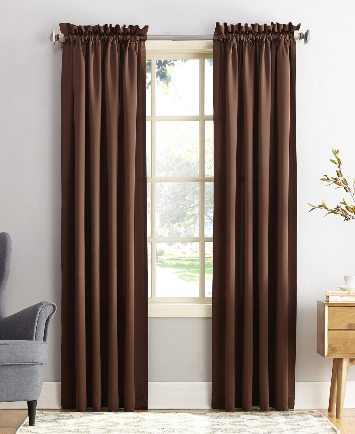 Room Darkening Rod Pocket Curtain Panel - Steel