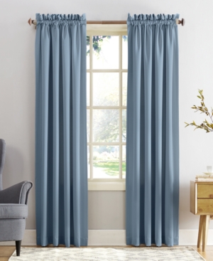 Sun Zero Grant Rod Pocket Top Curtain Panel, 54" X 84" In Vintage Blue