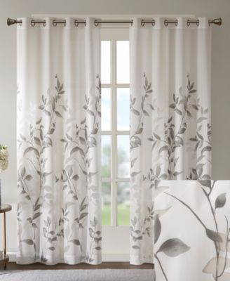 Cecily Burnout Printed Sheer Window Curtain, 84 inches long Single Sheer Curtain Panel, Width 50 curtains sheer for Bedroom and Living Room, Easy To Hang, Fits up to 1.25" Diameter Rod Grey sheer curtains