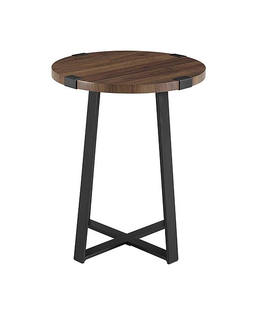 Walker Edison 18 Metal Wrap Round Side Table Dark Walnut